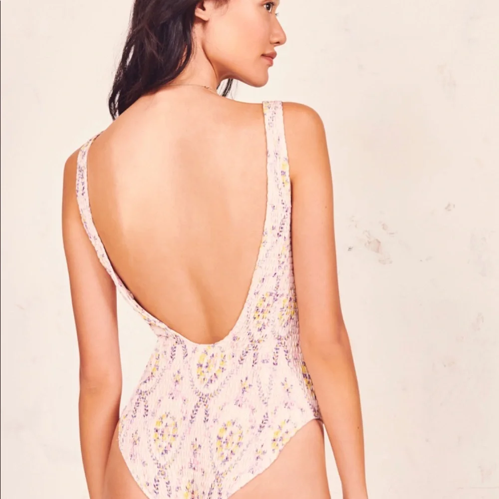 LoveShackFancy Pink Floral One-Piece Swimsuit